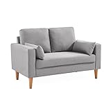 Sessel aus hellgrauem Stoff – Bjorn – 2-Sitzer-Sofa, fixiert, rechts, Füße aus Holz, skandinavischer S