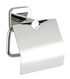 WENKO Toilettenpapierhalter Mezzano, Papierrollenhalter mit Deckel zum Schutz hält das WC-Papier griffbereit, aus hochwertigem, glänzendem Edelstahl rostfrei, 15 x 13 x 7