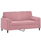 vidaXL Sofa 2 Sitzer, Couch mit Zierkissen, Liegesofa für Wohnzimmer, Polstersofa Sessel Relaxsofa Loungesofa Relaxcouch, Rosa S