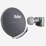 Fuba Sat Anlage 4 Teilnehmer | Satellitenschüssel Komplettset - DAA 850 A Sat-Schüssel 85cm Alu anthrazit + Fuba DEK 417 Quad LNB 4 Teilnehmer (DVB-S2, HDTV, UHD 4K/8K, 3D) mit LTE-Stö