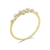 Lieson Verlobungsring Frauen, Eheringe Gold 750 18K Einfach Dünn mit Diamant Hochzeitsringe Gelbgold Gr. 63 (20.1)
