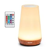 Auxmir LED Nachttischlampe Touch Dimmbar mit 13 Farben und 4 Modi, USB Aufladbar Nachtlicht mit Fernbedienung, Nachtlampe mit Timing Funktion für Schlafzimmer Camping, Hellb
