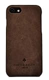 Porter Riley - Lederhülle für iPhone SE (2022/20) und iPhone 8 / iPhone 7. Premium Ultra Dünn Echtleder Cover/Ledertasche/Backcover (Schokoladenbraun)