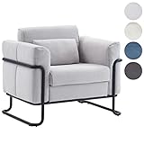 Mingone Sessel Sofa Couch Modern Design TV Sessel Wohnzimmer Einzelsofa Loungesessel Leinen Relaxsessel 1 Sitzer mit Metallbeinen bis 150kg，Hellg