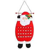 Weihnachten Filz Countdown 2023, Filz Weihnachtsmann Schneemann Elch Weihnachten Countdown Adventskalender mit 24 Taschen, Dekorative Behänge Kalender, Festlicher Wandkalender für Erwachsene,
