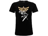 BLT Original Zelda Offizielles Link T-Shirt, schwarz mit Schwert für Erwachsene, Jungen und Kinder, Schwarz , XL