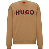 HUGO Herren Droyko Relaxed-Fit Sweatshirt aus Baumwoll-Mix mit doppeltem Logo Hellbraun XL