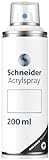 Schneider Paint-It 030 Supreme DIY Acryllack (hochdeckende Sprühfarbe, UV-beständig, 200 ml, Acrylspray für fast alle Untergründe) weiß
