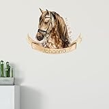 GRAZDesign Pferde Wandtattoo mit Namen personalisiert, Kinderzimmer für Mädchen - 69x57