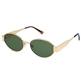 SOJOS Retro Sonnenbrille Damen Herren Oval Metal Trendy Classic UV400 Schutz Sonnenbrillen SJ1217