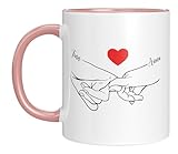 LIEBTASTISCH - Tasse für Paare - mit Händen - Personalisiert - Valentinstaggeschenk für ihn sie - Partner, Partnerin - Ehemann - Ehefrau - Freund - Freundin - Geschenk (Rosa)