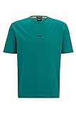 BOSS Herren TChup Relaxed-Fit T-Shirt aus Stretch-Baumwolle mit Logo-Print Dunkelgrün XL