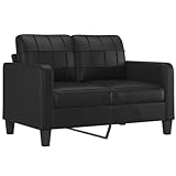 [NEU] Finlon 2-Sitzer-Sofa aus schwarzem Kunstleder – Elegantes 120 cm großes Kunstledersofa für moderne Wohnzimmer – Schlanke schwarze 2-Sitzer-Couch für kompakte Räume-Schwarz(120 cm)