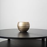 vranavio Vasen IVA - Runde Deko Keramikvase Handgefertigte Keramik Vase - Modern Keramikvasen - Tischdeko - Vase für Trockenblumen (GoldGodé, M)