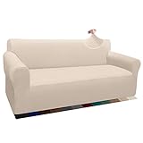 Granbest Thick Sofabezug Stylish Pattern Sofaüberzug für Sofa Stretch Elastische Jacquard Sofahusse Couchhusse mit Armlehne für Wohnzimmer Anti-Rutsch(3 Sitzer, Beige)