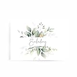 fabelie Design Einladungskarten Hochzeit greenery Hochzeitseinladungen klassisch A6 mit Umschlägen Naturpapier (grün-gold, 50 Stück)