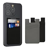 kwmobile 3x Stick-on Kartenhalter für Kreditkarten - Silikon Halter - 5,7 x 9,8 cm - für bis zu 4 Karten oder Bargeld - Wallet in Schwarz Schwarz G