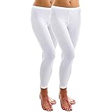 HERMKO 1720 2er Pack Damen Legging aus 100% Bio-Baumwolle, Legging, Farbe:weiß, Größe:36/38 (S)