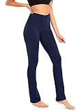 DEAR SPARKLE Bootcut Leggins für Damen | Slim Look Bootleg Yogahose mit Tasche + Übergröße (C5F) - Blau - Groß