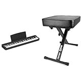 Yamaha P-225 Digital Piano, Schwarz & RockJam Premium Adjustable Padded Keyboard Bench or Digital Piano Stool, Reg