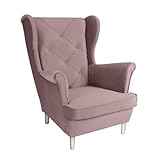 SEELLOO Sessel Wohnzimmer Ohrensessel Samt Bunt Loungesessel Fernsehsessel Relaxsessel Wohnzimmersessel Couchsessel Armsessel, Rosa, 95 x 81 x 102