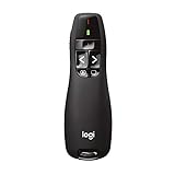 Logitech R400 Presenter, Kabellose 2.4 GHz Verbindung via USB-Empfänger, 15m Reichweite, Roter Laserpointer, Intuitive Bedienelemente, 6 Tasten, Batterieanzeige, PC - Schw