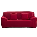 Feilaxleer Elastischer Sofabezug 1 Sitzer/2 Sitzer/3 Sitzer/4 Sitzer, Stretch Sofa-überwürfe Sofahusse für Sofa mit Armlehne (2 Sitzer,Rot)