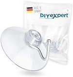 DIYexpert 10 x Saughaken Ø 40mm - als Wandhaken Aufhänger mit Saugnapf und Metallhaken - ideal für Badezimmer Küche - auf Glas Spiegel F