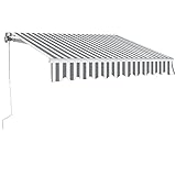 RELAX4LIFE Einziehbare Markise 3 x 2,5 m, Gelenkarmmarkise mit Handkurbel, Sonnenmarkise Winkel- & Breite einstellbar (0-35°), Markise mit wasserdichter Beschichtung, für Balkon & Veranda (Grau+Weiß)