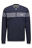 BOSS Herren Tracksuit Col Jacket Jacke aus Baumwoll-Mix mit kontrastfarbenem Einsatz und Logo Dunkelblau M
