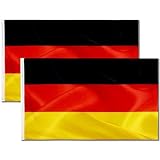 ZKGYUS 2 Stück Deutschland Flagge - Deutschlandfahne 90 x 150 cm mit Messing-Ösen - Strapazierfähige Fahne für Fahnenmast - 100% Poly