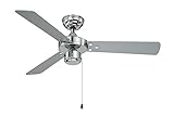 AireRyder - Cyrus Deckenventilator ohne Beleuchtung | Leiser Ventilator mit Zugschalter in glänzendem Chrom-Design, Wendeflügel in schwarz/silber. Durchmesser 107 cm. (Farbe: Chrom & Schwarz/Silber)