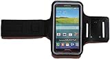 Fitness Sportarmband kompatibel für Samsung Galaxy A3 2016 und 2017, S5 Mini Armband Handy Oberarm Halter für Fitness, Joggen, Laufen Hülle Tasche Blank Mittel Schw