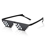 Heveer Mosaik Sonnenbrille Coole Brille 8 Bit Pixel Sonnenbrille für Männer Frauen Kinder Foto Requisiten Party Dekoration Schw