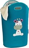 WENKO Wäschesammler Kids Greta Petrol niedlicher Wäschesack mit zwei praktischen Tragegriffen mit Giraffen Aufdruck, 24 l Stauraum in einem Fach, (B x H x T): 40 x 52 x 20 cm, kindliches M