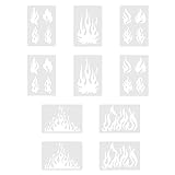 10 Blatt Flammenschablonen Flammenmalerei Dekor Vorlagen Wiederverwendbare kinderfreundliche DIY Schablonen für Kunst Fenster Wand Handwerk