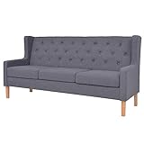 vidaXL Sofa 3-Sitzer Dreisitzer Stoffsofa Polstersofa Loungesofa Couch Polstermöbel Wohnzimmersofa Designsofa Stoff Grau Holzg