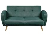 2-Sitzer Sofa Stoffbezug grün mit Schlaffunktion Holzbeine Schlafsofa F
