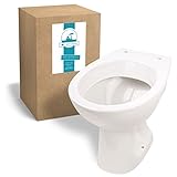 Calmwaters® Weißes Stand-WC Universal als Tiefspüler mit waagerechtem Abgang, Toilette mit Spülrand aus hygienischer Sanitärkeramik, Standard-Form, WC mit Wandablauf, Weiß, 07AB2318