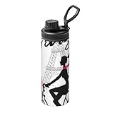 VYONNE Isolierte Paris Eiffelturm Mädchen Fahrrad Wasserflasche mit Strohhalm und Deckel Edelstahl Sport Wasserflasche für Männer und Frauen, Erwachsene, Fitnessstudio, Outdoor Sp