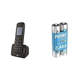 Telekom Sinus A207 Schnurlostelefon (mit Anrufbeantworter) schwarz & ANSMANN Telefon Akku AAA 800 mAh NiMH 1,2 V (2 Stück)