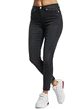 ONLY Damen Skinny Fit Jeans | Normal Waist Denim Stretch Hose | Bleached Used Design ONLWAUW, Farben:Schwarz, Größe:L / 30L