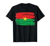 Burkinabe Flagge Zeichnung mit Pinsel, Skizze der Burkina Faso Karte T-S