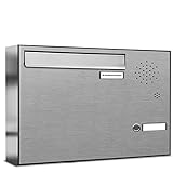 AL Briefkastensysteme 1er Briefkasten für Tür/Zaundurchwurf mit Klingel, 1 Fach DIN A4, wetterfeste Premium Briefkastenanlage aus V2A E