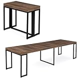 IDMarket - Konsolentisch, ausziehbar, Toronto, für 10 Personen, 235 cm, dunkles Holz, industrielles Desig