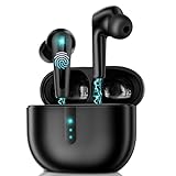 MPTBAR Kabellose Bluetooth-Kopfhörer, Bluetooth 5.3, HiFi-Stereo, mit 4 ENC Geräuschunterdrückung, Mikrofon, 48 Stunden Spielzeit und intelligente Steuerung, IPX7 für iOS Android, Schw