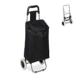 Relaxdays Einkaufstrolley, klappbar, 25 L Einkaufstasche mit Rollen, bis 10 kg belastbar, HBT: 91 x 40 x 30 cm, schw