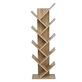Mondeer Bücherregal, Aufbewahrungsregal in Baumform mit 9 Fächern aus Holz Regal for CDs Magazine in Büro Buchhandlung Home, 40x20x127cm, E