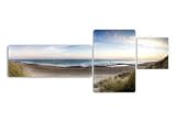 K&L Wall Art Glasbild - hochwertig - Strandpanorama - 3-teilig - 80x30 cm / 40x60 cm / 30x30 cm - mit abgerundeten Eck