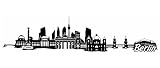 Samunshi® Berlin City Skyline Wandtattoo Sticker Aufkleber Wandaufkleber City Gedruckt Berlin City 120x28cm schw